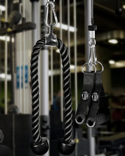 Vista 4 de Accesorio de cable de cuerda de tríceps, accesorio desplegable de cuerda de 35 pulgadas, accesorios de cable para gimnasio, manijas de cable,
