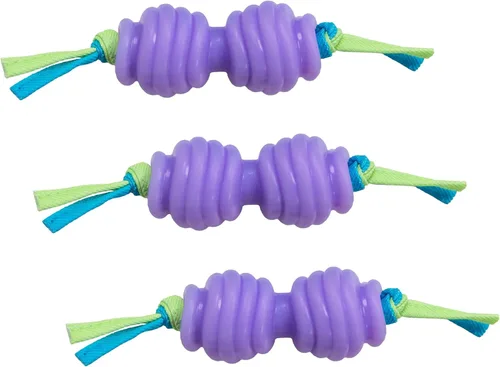 Vista 7 de Petstages Mini Orka - Par de juguetes masticables para perros con huesos y mancuernas, paquete de 2