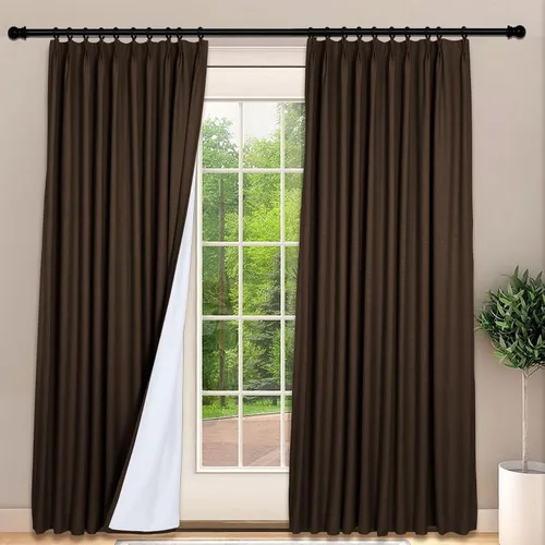 Vista 17 de Frelement Cortinas 100% opacas con forro térmico, cortinas de lino para decoración de Navidad, cortinas plisadas con aislamiento térmico