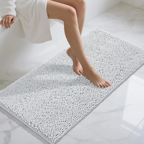 Vista 107 de Yimobra Tapetes de baño lavables, de chenilla súper suave y absorbente, para suelo y alfombra, de secado rápido, antideslizante, para bañera y Beige