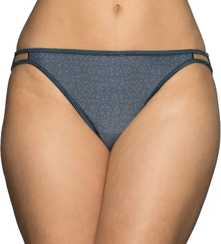 Vista 123 de Vanity Fair Bragas de bikini con tira para mujer, Illumination, con elástico sedoso y ribete de satén Paquete de 3 Negro (Midnight Black)