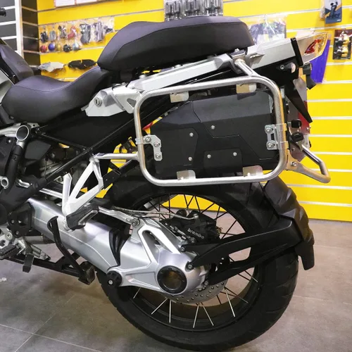 Vista 5 de LKV R1200GS Caja de herramientas motocicleta lado izquierdo soporte con caja de acero inoxidable reemplazo para BMW R1250GS LC ADV Adventure F750