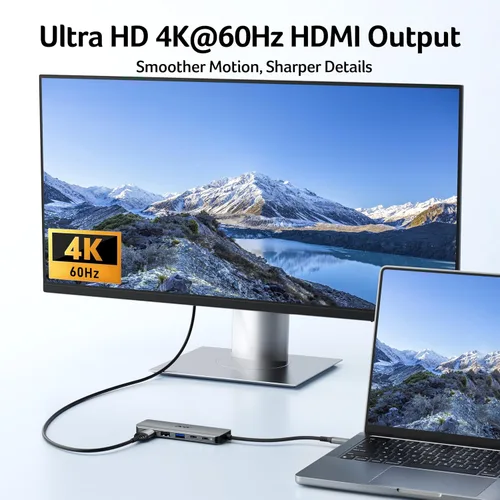Vista 3 de Acer Hub USB C, adaptador USBC 5 en 1 a HDMI con 4K @60Hz para portátil/Mac