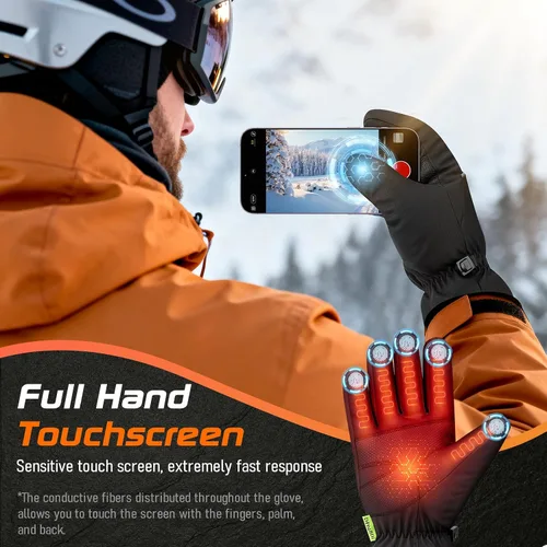 Vista 7 de Guantes de invierno impermeables, pantalla táctil térmica, clima frío, esquí, nieve, guantes cálidos a prueba de viento para ciclismo, correr