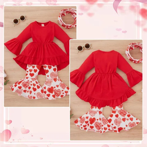 Vista 4 de XIFAMNIY Conjunto de 3 piezas de pantalones para niñas pequeñas del Día de San Patricio