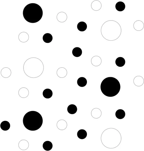 Vista 3 de Pegatinas de pared de vinilo negro/blanco, círculos de 2 y 4 pulgadas (30 calcomanías)