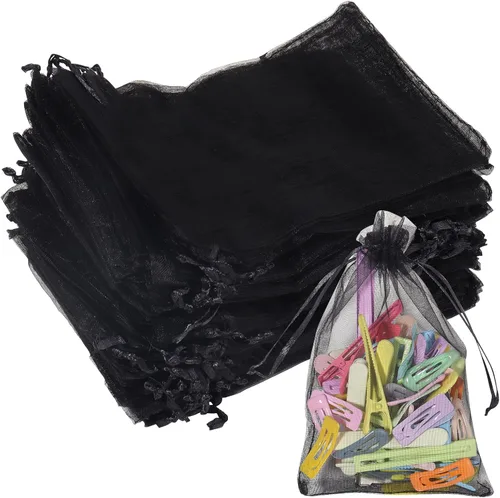 Vista 19 de Partyeah 50 bolsas de organza de 4 x 6 pulgadas, pequeñas bolsas de malla para joyas, bolsas con cordón para bolsas de regalo de organza de dulces