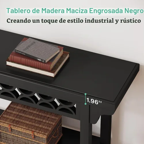 Vista 7 de Tribesigns Mesa Consola Larga de Madera Maciza de 70.8 Pulgadas, Mesa de Entrada Estilo Granja con Almacenamiento, Mesa de Sofá Estrecha Mesa