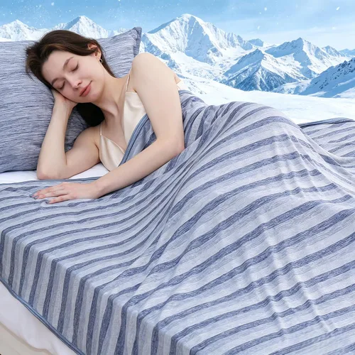 Vista 17 de Marchpower - Manta de enfriamiento para niños que duermen con calor, manta de lana fresca Arc-Chill con diseño de doble cara, fibra de enfriamiento