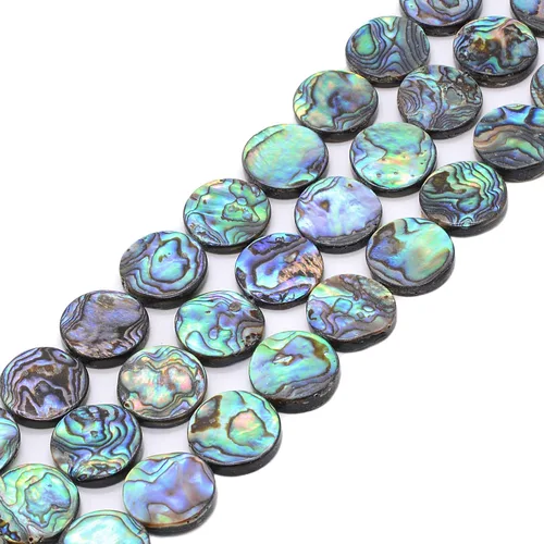 Vista 9 de 0.236 in Natural Abulón Shell Moneda Plana Cuentas Strand 16 Pulgadas Joyería Hacer Perlas