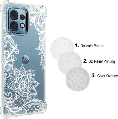 Vista 4 de Funda protectora de TPU suave para Motorola Edge Plus 2023, Moto X40, X40 Pro, delgada, a prueba de golpes, con patrón floral transparente y suave