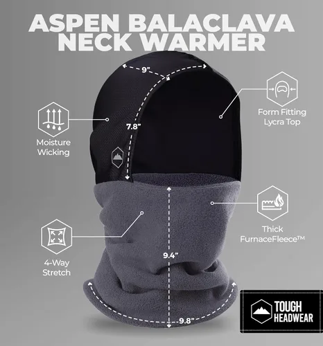 Vista 4 de Calentador de cuello de invierno, pasamontañas de forro polar, máscara de esquí para hombres y mujeres, máscara facial de invierno para clima frío