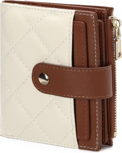 Vista 9 de GAEKEAO Cartera pequeña para mujer, de dos pliegues con bloqueo RFID, estuche para tarjetas de crédito con bolsillo con cremallera, A-Negro, Classic