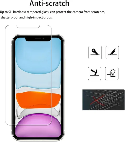 Vista 4 de Marco de fácil alineación diseñado para iPhone11 / iPhoneXR Película protectora de pantalla de vidrio templado, paquete de 2
