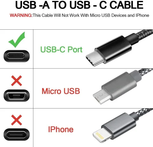 Vista 3 de Cable de carga USB tipo C de 6 pies, cable de alimentación USB-C compatible con Samsung Galaxy S21 S22 S23 Ultra Plus Z Fold Z Flip