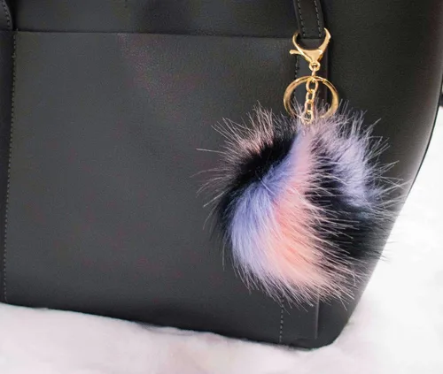 Vista 5 de Faux Fox Fur Pom Poms Keychain Purse Fluffy Fur Ball for Womens Bag Pendant