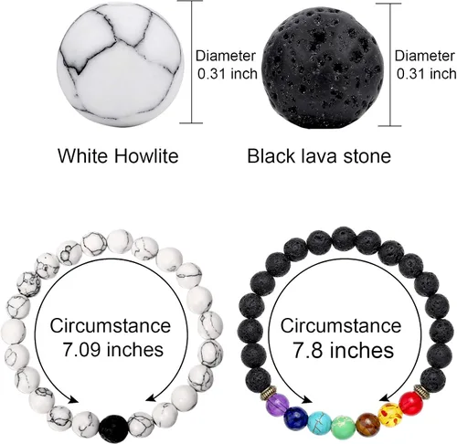 Vista 2 de 4 pulseras de chakras pulseras de aceite esencial para niños y hombres pulseras de piedra de lava cuentas de chakras pulseras de aromaterapia piedra