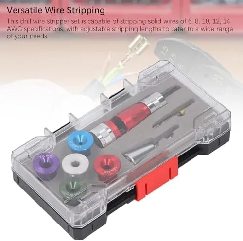 Vista 2 de Sonew Juego de herramientas de pelacables de taladro eléctrico para cables duros sólidos 6, 8, 10, 12, 14 AWG