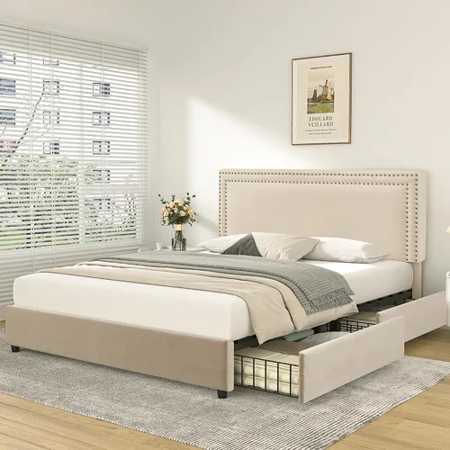 Vista 154 de VECELO Base de cama de plataforma de tamaño individual con cabecera tapizada de altura ajustable, base de colchón moderna, soporte de listones