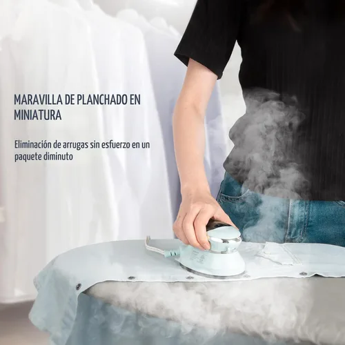 Vista 4 de PIOMATIC Mini plancha de viaje con vapor para ropa con doble voltaje, mini máquina de planchar portátil con suela antiadherente, plancha pequeña