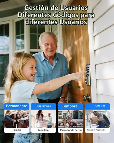 Vista 4 de Cerradura inteligente de entrada sin llave con teclado electrónico, control de aplicación y bloqueo automático, fácil de instalar para puerta Níquel