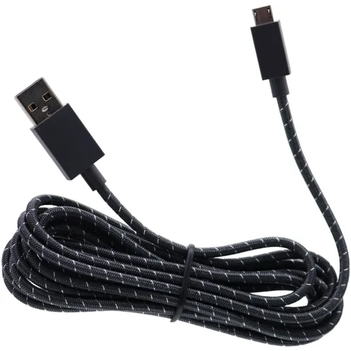 Vista 5 de Cable de carga USB oficial trenzado negro de 8.9 ft 9 pies para controlador de Xbox One Cable micro USB (sin embalaje)