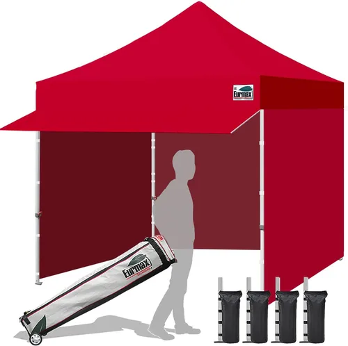 Vista 11 de Eurmax USA Toldo Desplegable de 10 x 10 pies, Carpa Comercial para Fiestas al Aire Libre con 4 Paredes Laterales Extraíbles con Cremallera y Bolsa