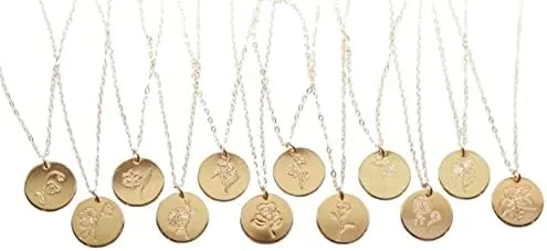 Vista 5 de Collar de flor de nacimiento de oro, joyería de flor de nacimiento, regalo de cumpleaños personalizado, collar floral