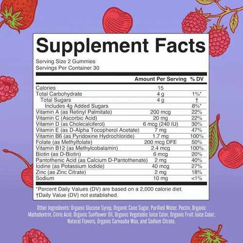 Vista 2 de MaryRuth Organics Vitaminas para niños Multi Suministro para 1 mes Gomitas multivitamínicas para niños de 4 años en adelante Multivitamínico