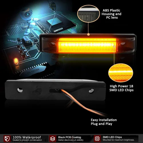 Vista 6 de D-Lumina Guardabarros Ensanchados Conjunto de Luz Marcadora Lateral Lente Ahumada Ámbar para Je-ep Wrangler TJ JK JL Guardabarros Ensanchados