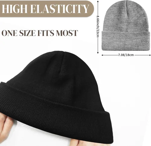Vista 7 de PFFY 2 Packs Unisex Beanie Hats for Men Women Knit Winter Beanies