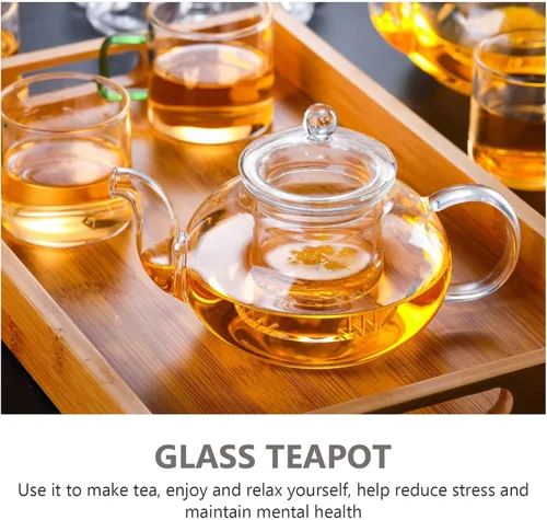Vista 6 de Tetera de vidrio con filtro de té, tetera exquisita, tetera de mano, tetera de mano, tetera transparente, tetera perfumada, tetera perfumada