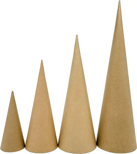 Vista 10 de Paper Mache Cone - Paquete variado de 3 unidades, 13.75 x 5, 10.63 x 4, 7 x 3 pulgadas.