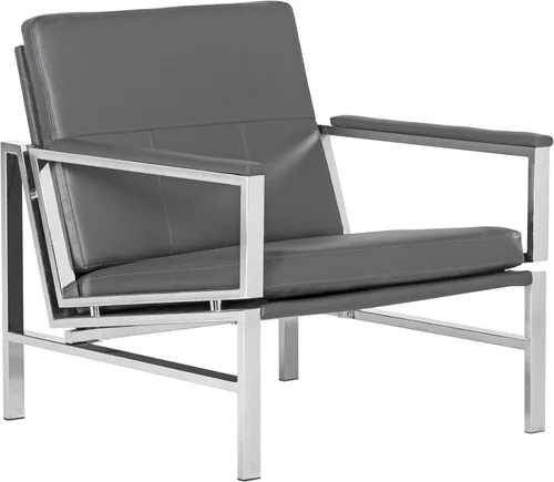 Vista 14 de Atlas Modern Accent Silla en piel mezclada, cromado/negro