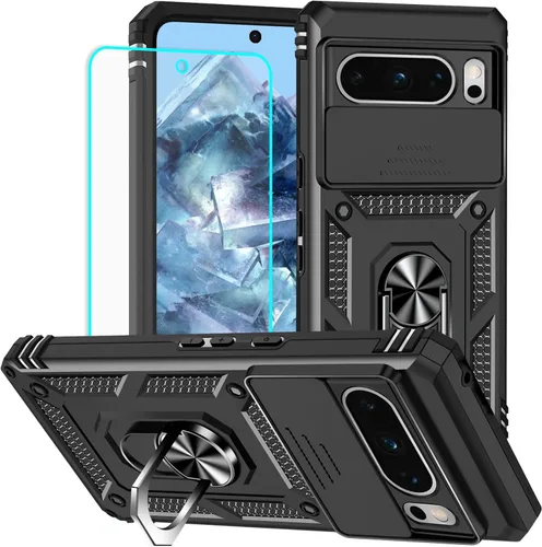 Vista 11 de HNHYGETE Funda para Pixel 6a con protector de pantalla HD, soporte giratorio de grado militar de 360° (resistente) a prueba de golpes para Google