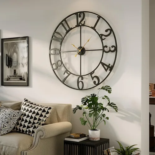 Vista 39 de Cuspin Reloj de pared de 24 pulgadas con engranajes, reloj de metal