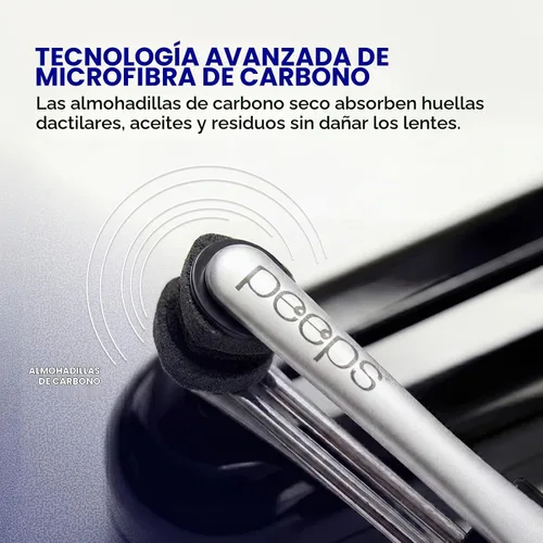 Vista 3 de Peeps - Limpiador de lentes de gafas, tecnología de microfibra de carbono eficiente y duradera, utilizada exclusivamente por la NASA, 500 usos