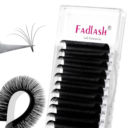 Vista 40 de Extensiones de Pestañas Rizo B Fácil Florecimiento Extensión de Pestañas Negro Mate Extensiones de Pestañas de Volumen Rápido Florecimiento Pestañas
