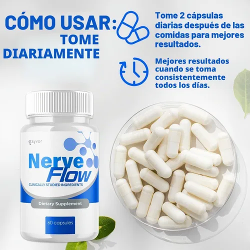 Vista 3 de Cápsulas de flujo nervioso, fórmula avanzada de apoyo nervioso NerveFlow (60 cápsulas)