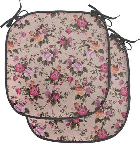 Vista 162 de Ambesonne Flamingo - Cojín de asiento para silla, diseño de fantasía exótica con elementos de vida silvestre hawaiana en colores pastel, acolchado