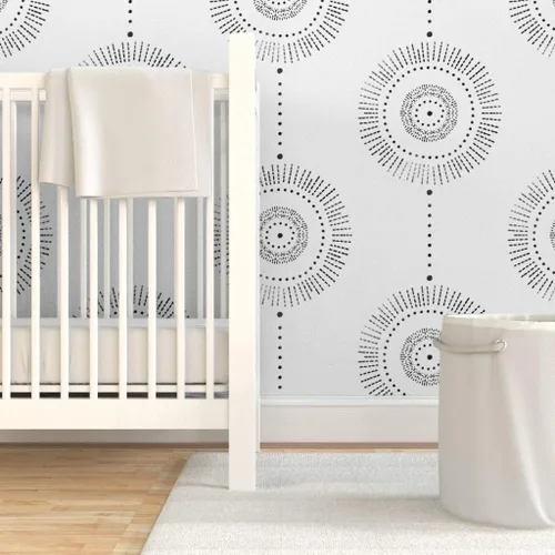 Vista 6 de Spoonflower Boho Geometric Pre-Pasted Removable Wallpaper Sample 12" x 24" Watercolor Circles Abstract Neutral Self-adhesive, removable and