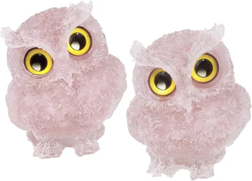 Vista 11 de TUMBEELLUWA Juego de 2 mini adornos de figura de búho de cristal de amatista, estatuas decorativas de búho de resina para mesa de oficina en casa