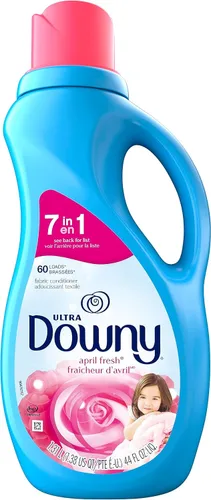 Vista 4 de Downy Soft - Suavizante líquido suave y fresco 2 en 1, abril fresco, 44 onzas líquidas, 60 cargas, acondicionador de tela líquido que proporciona