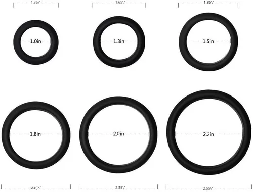 Vista 6 de Autofor Super elástico de silicona negro anillo para pene, transparente