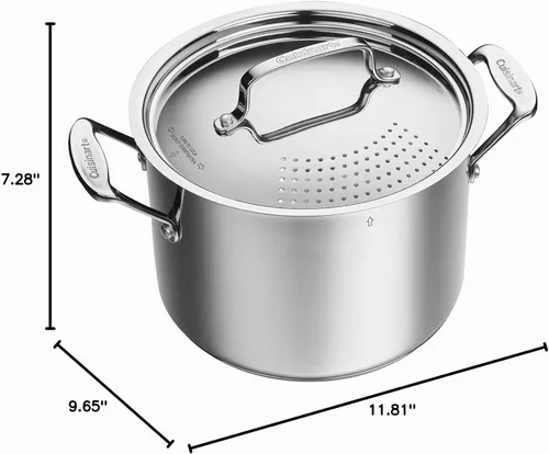 Vista 7 de Cuisinart 766S-22 - Olla para pasta de acero inoxidable de 6 cuartos de galón con tapa coladora Colección de utensilios de cocina clásicos de Chef
