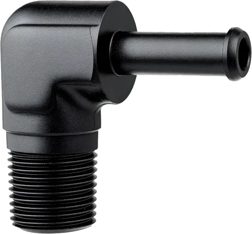 Vista 6 de EVIL ENERGY Adaptador de Conexión de Púa de Manguera 1/2" NPT Macho a 1/2" 45 Grados de Aluminio Negro