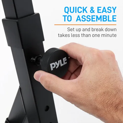 Vista 6 de PYLE Heavy-Duty Multi-Functional Music Stand - Z Style & Portable, 2nd Tier, Height & with Adjustment, Digital Keyboard Stand, Rack Case w/Ergonomic