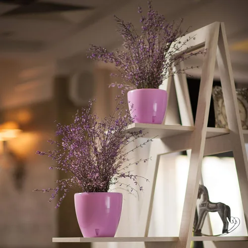 Vista 8 de DECOPOTS - Maceta de riego automático - Maceta decorativa para interiores con cartucho de drenaje e indicador de nivel de agua