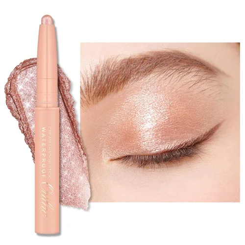 Vista 13 de Oulac Twist-Up Sombra de Ojos Brillante en Barra – Maquillaje de Ojos Vegano y Libre de Crueldad con Textura Cremoso y Mezclable, Resistente al 01