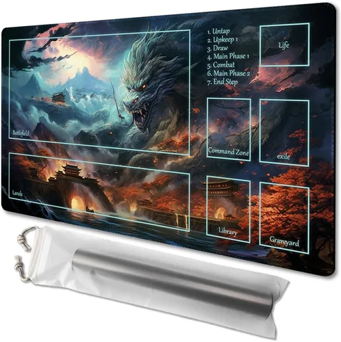 Vista 16 de MTG - Tapete de juego tamaño 24 x 14 pulgadas, bolsas de almacenamiento antideslizantes, ideal para entusiastas de los juegos de cartas, tapete